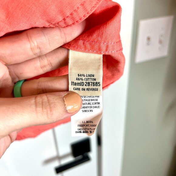 L.L. Bean Coral Barn Work Chore Shacket Jean Jacket Size Large Linen Blend - Picture 4 of 5